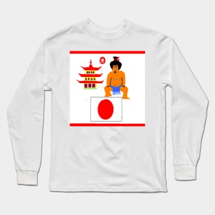 Sporty Japan Design on White Background Long Sleeve T-Shirt